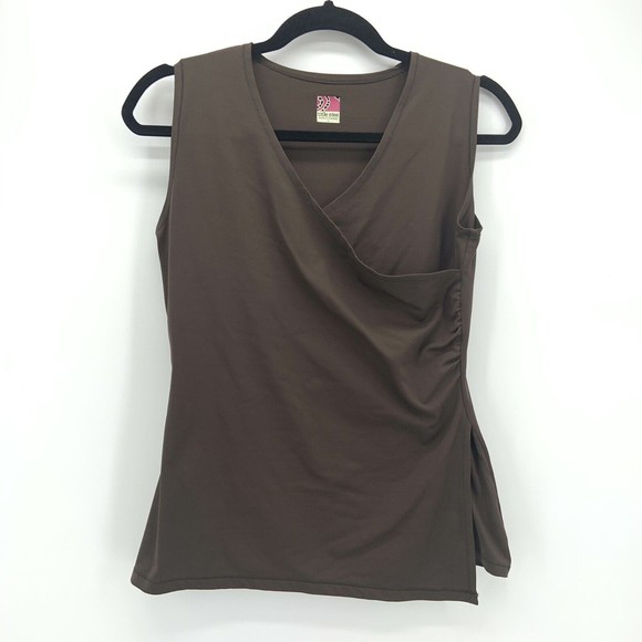 Title nine Tops - Title Nine Womens S Wrapped Tank Top Faux Wrap Brown Sleeveless Knit Stretch